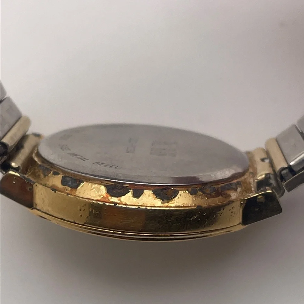 Bill Blass Gold Quartz Watch with White Dial